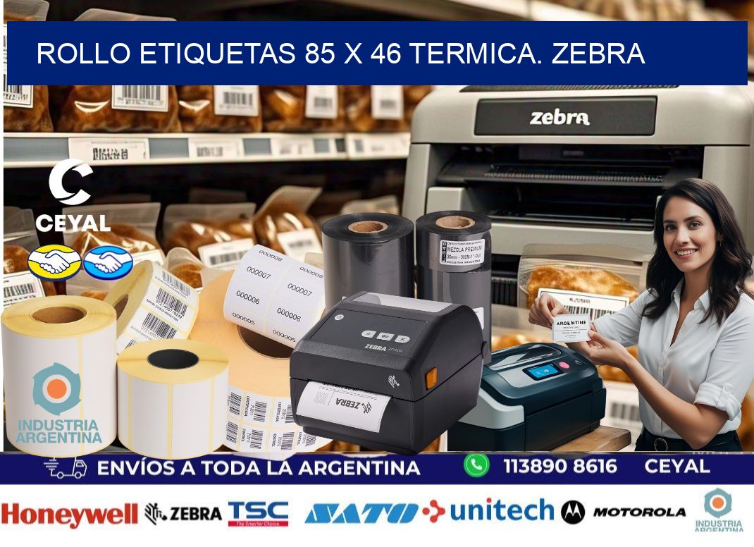 Rollo etiquetas 85 x 46 termica. zebra