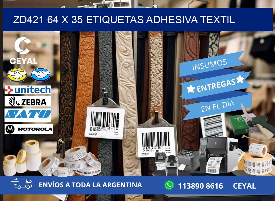 ZD421 64 x 35 ETIQUETAS ADHESIVA TEXTIL