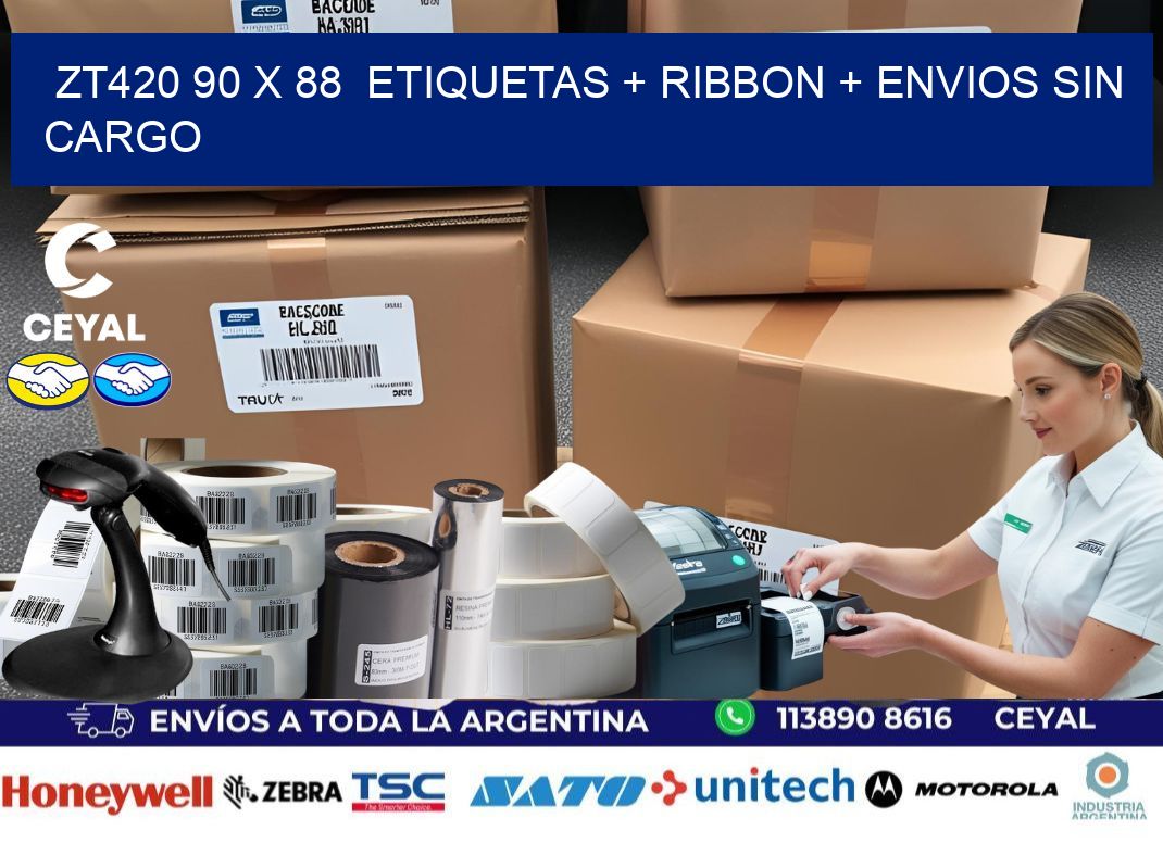 ZT420 90 x 88  etiquetas + ribbon + envios sin cargo