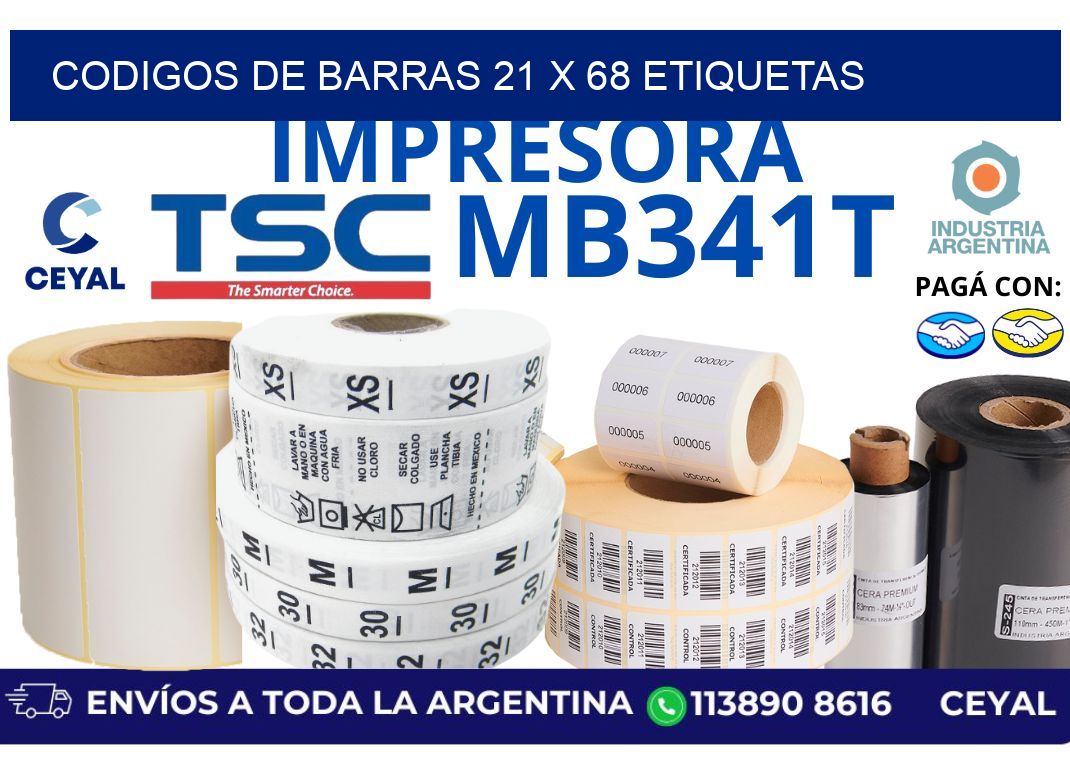 codigos de barras 21 x 68 etiquetas