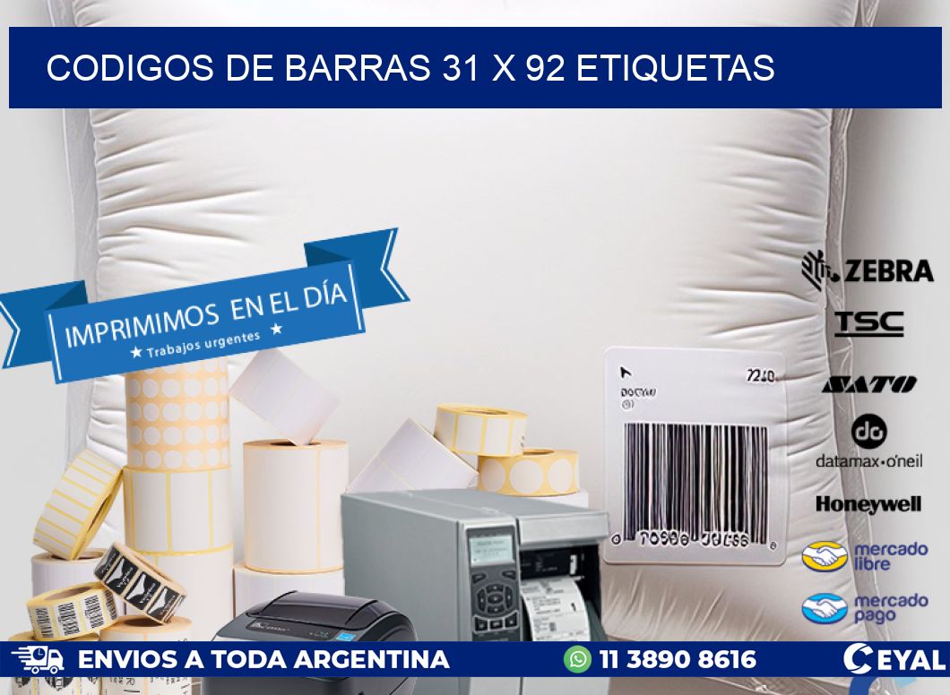 codigos de barras 31 x 92 etiquetas