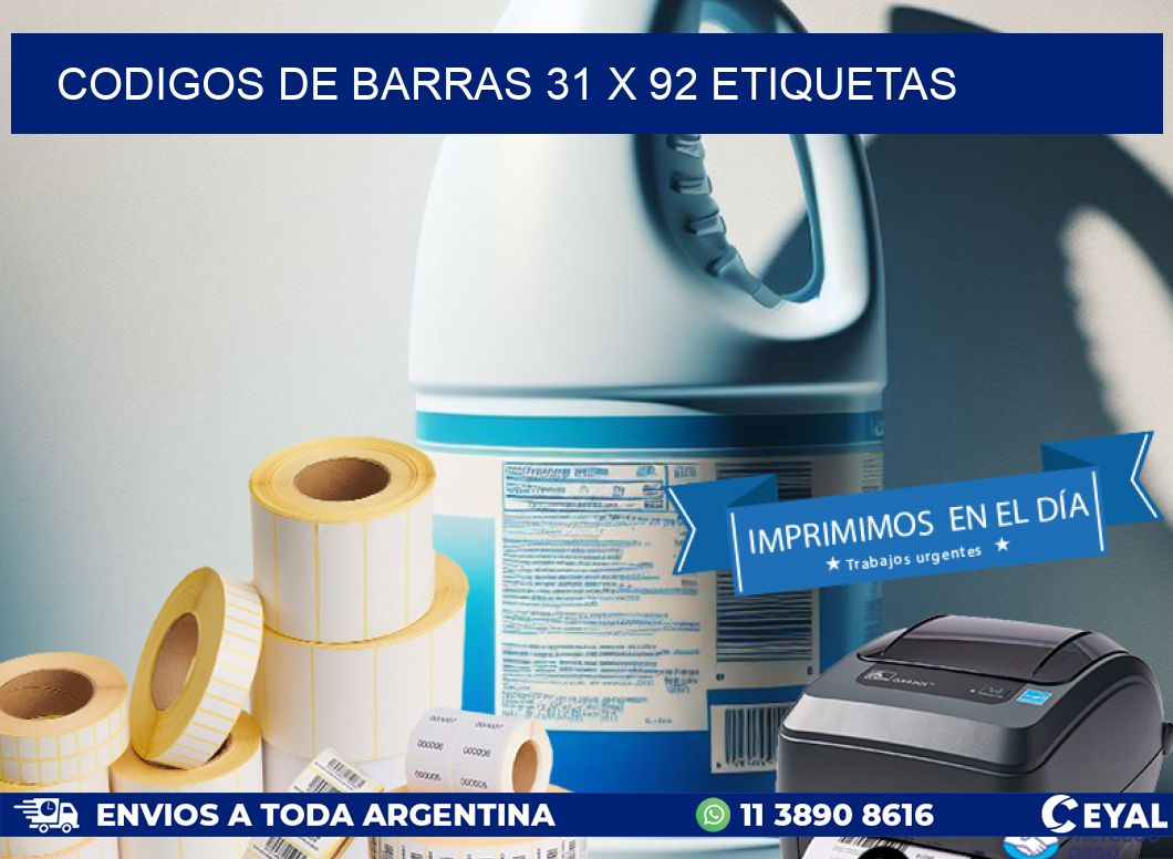 codigos de barras 31 x 92 etiquetas