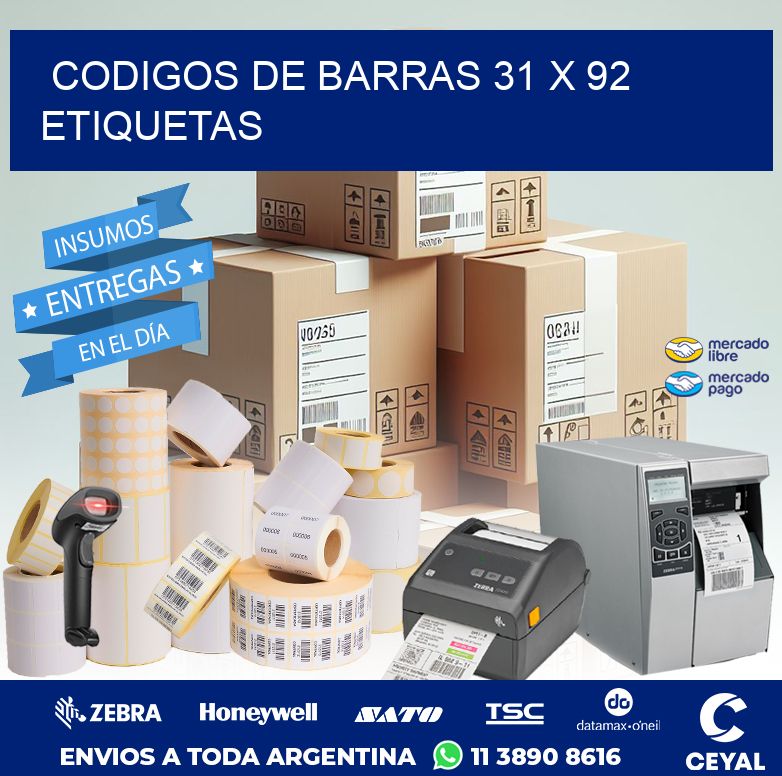 codigos de barras 31 x 92 etiquetas