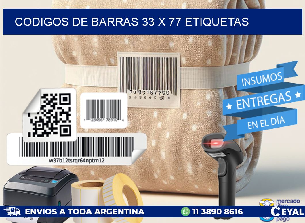 codigos de barras 33 x 77 etiquetas