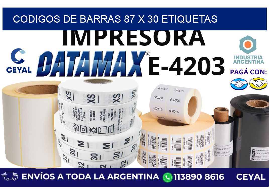 codigos de barras 87 x 30 etiquetas