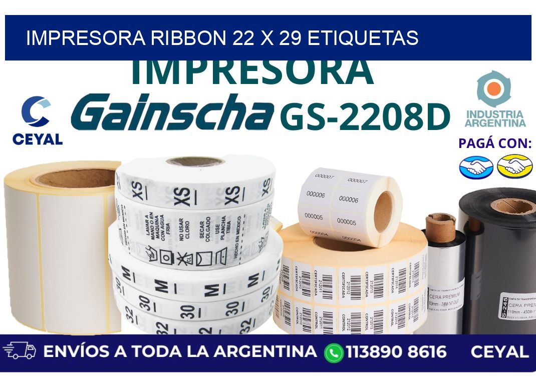 impresora ribbon 22 x 29 etiquetas