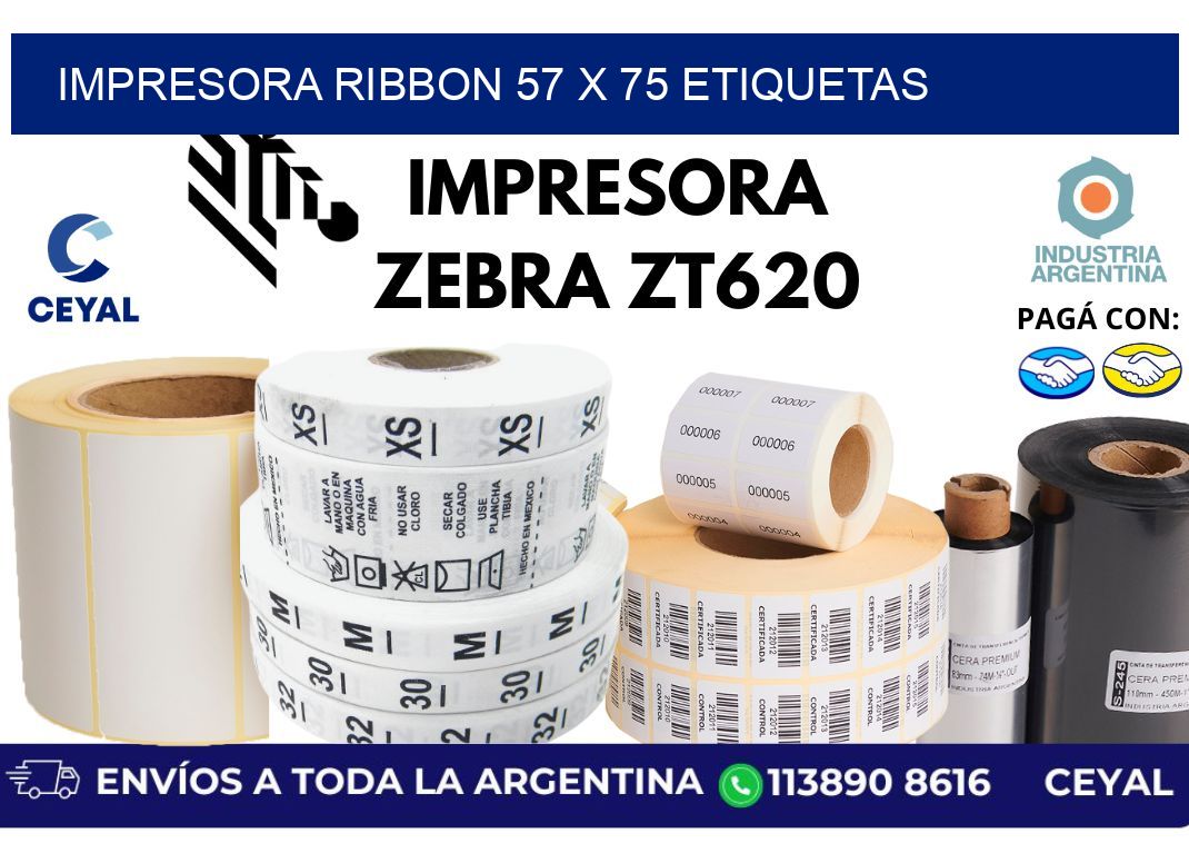 impresora ribbon 57 x 75 etiquetas