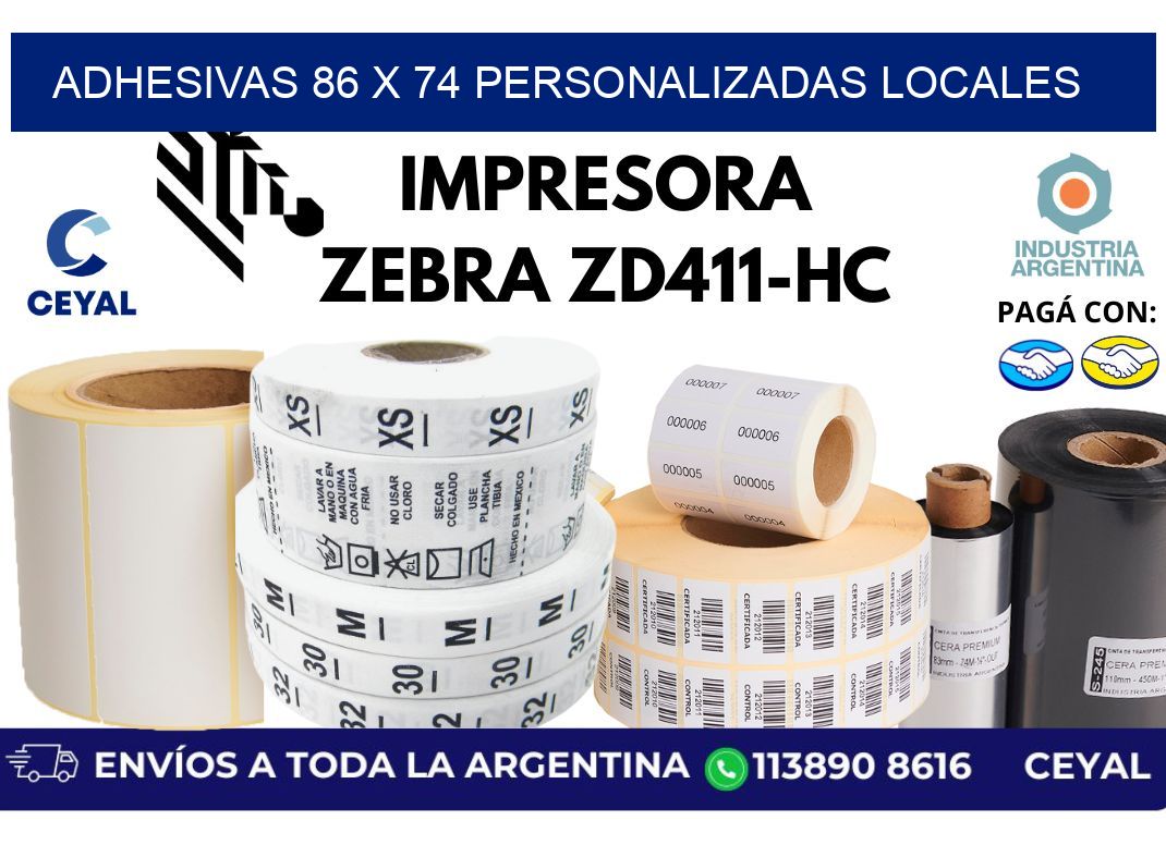 adhesivas 86 x 74 personalizadas locales