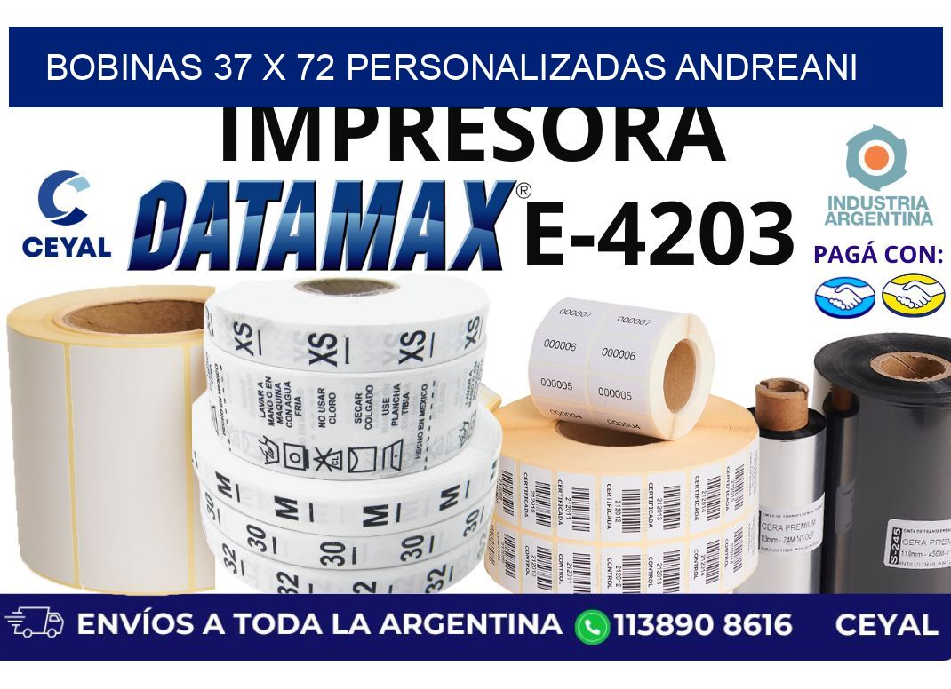 bobinas 37 x 72 personalizadas andreani