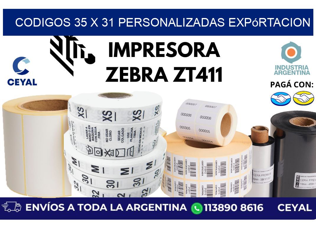 codigos 35 x 31 personalizadas expórtacion