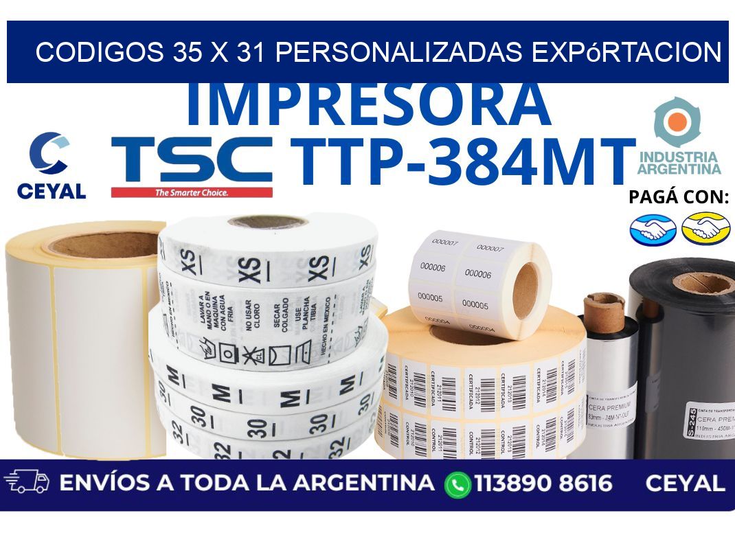 codigos 35 x 31 personalizadas expórtacion