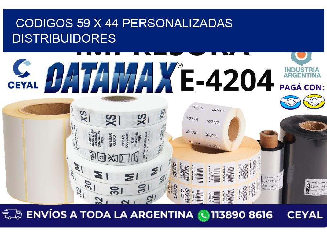 codigos 59 x 44 personalizadas distribuidores