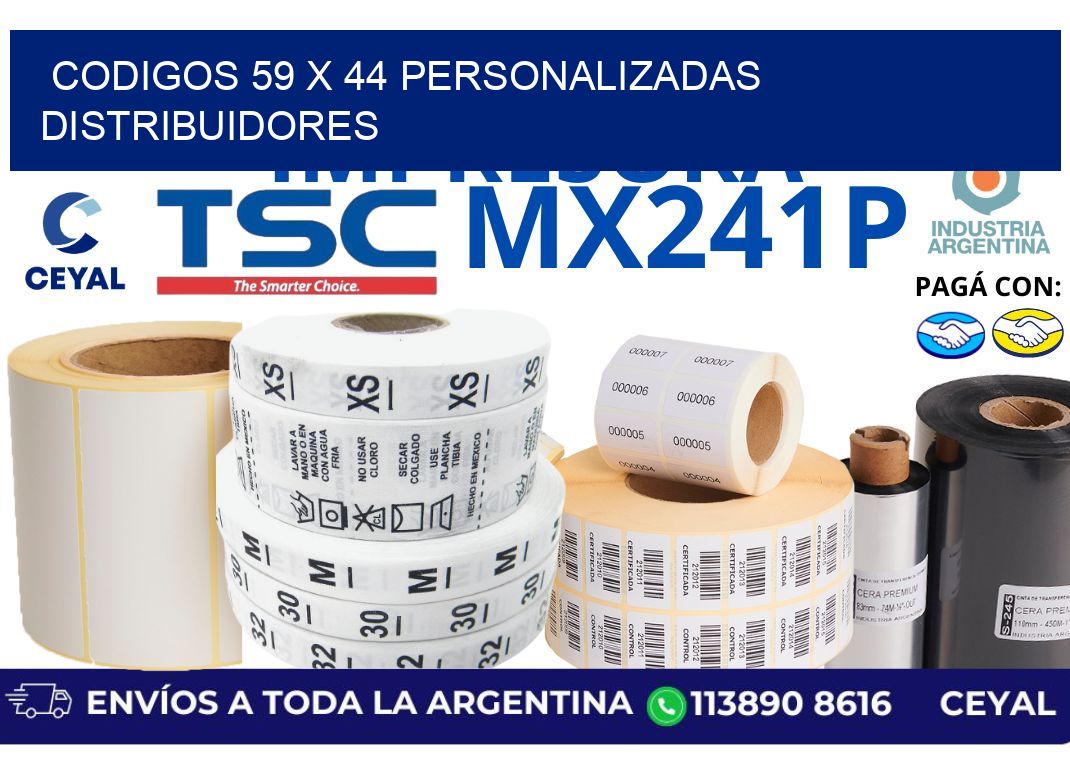 codigos 59 x 44 personalizadas distribuidores