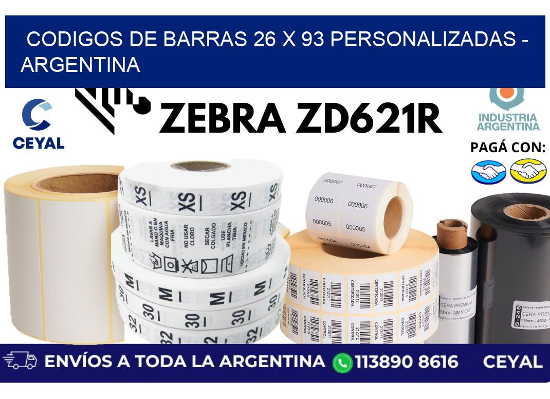 codigos de barras 26 x 93 personalizadas - Argentina