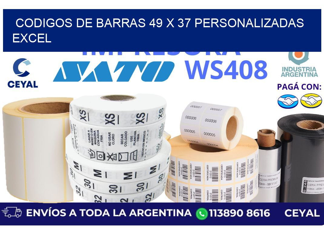 codigos de barras 49 x 37 personalizadas excel
