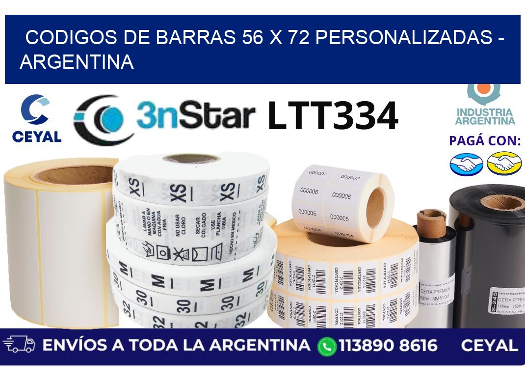 codigos de barras 56 x 72 personalizadas - Argentina