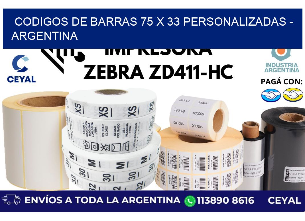 codigos de barras 75 x 33 personalizadas - Argentina