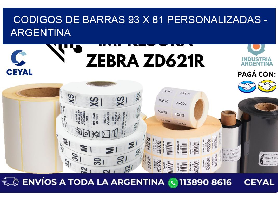 codigos de barras 93 x 81 personalizadas - Argentina