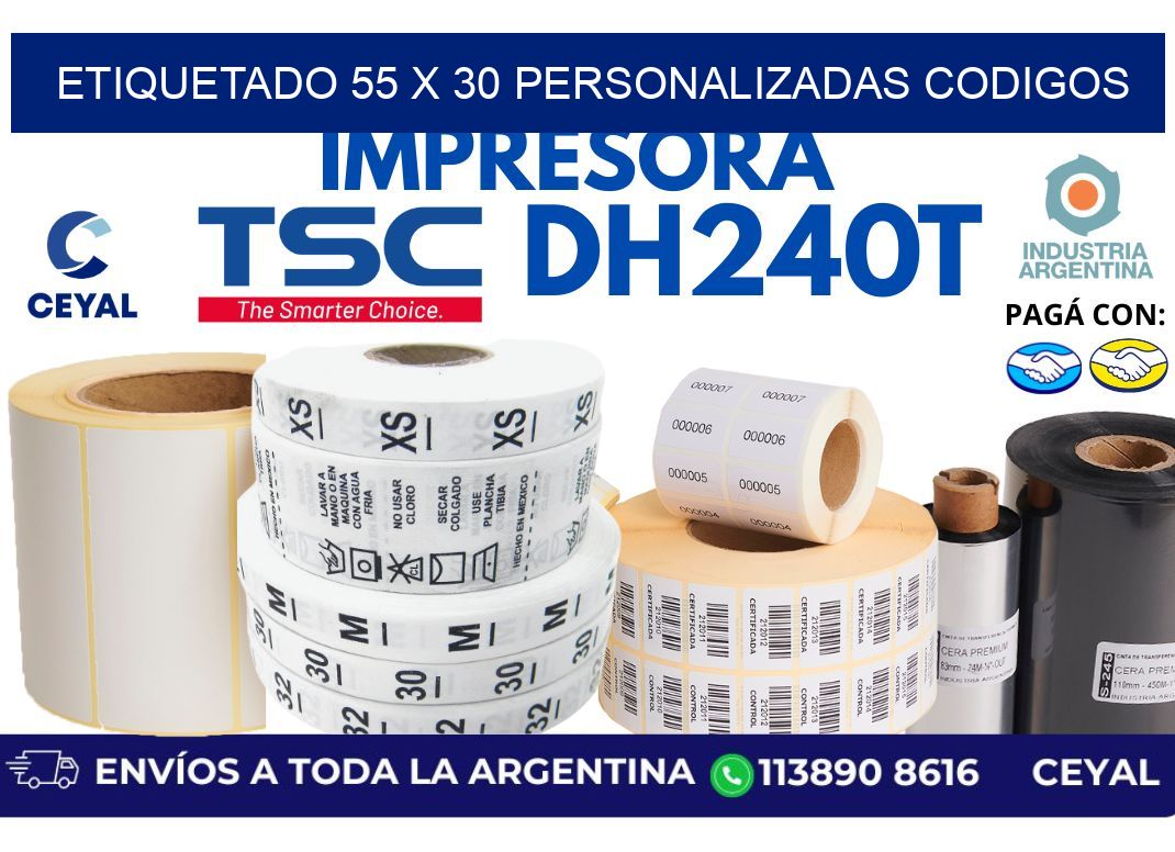 etiquetado 55 x 30 personalizadas codigos