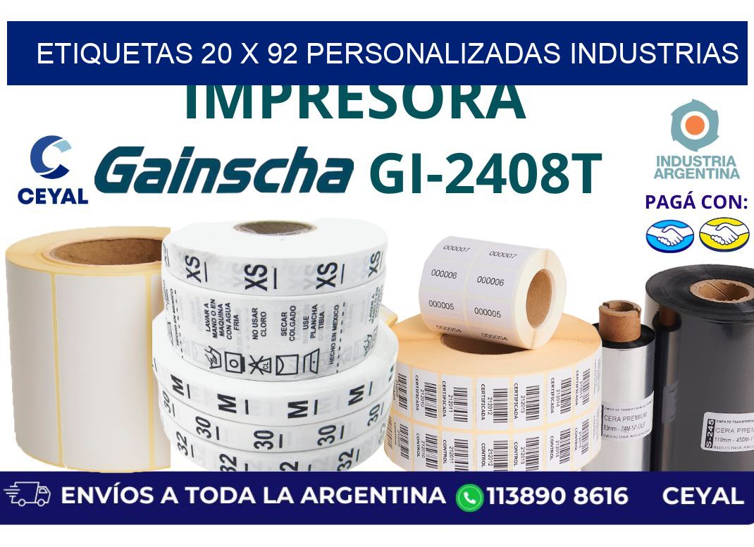 etiquetas 20 x 92 personalizadas industrias