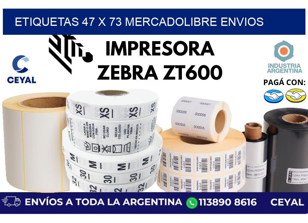 etiquetas 47 x 73 mercadolibre envios