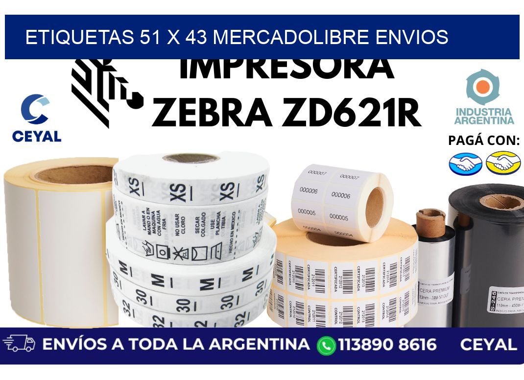 etiquetas 51 x 43 mercadolibre envios