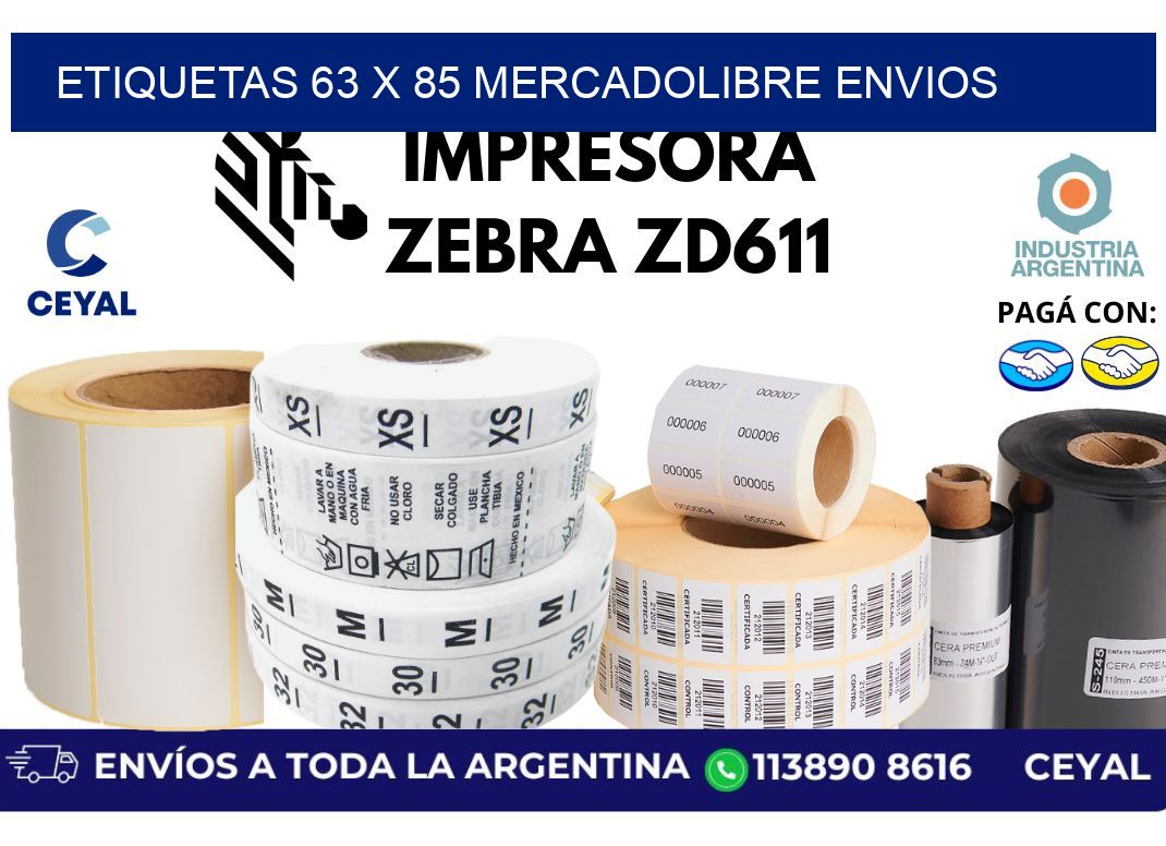 etiquetas 63 x 85 mercadolibre envios