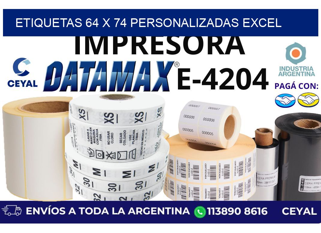 etiquetas 64 x 74 personalizadas excel