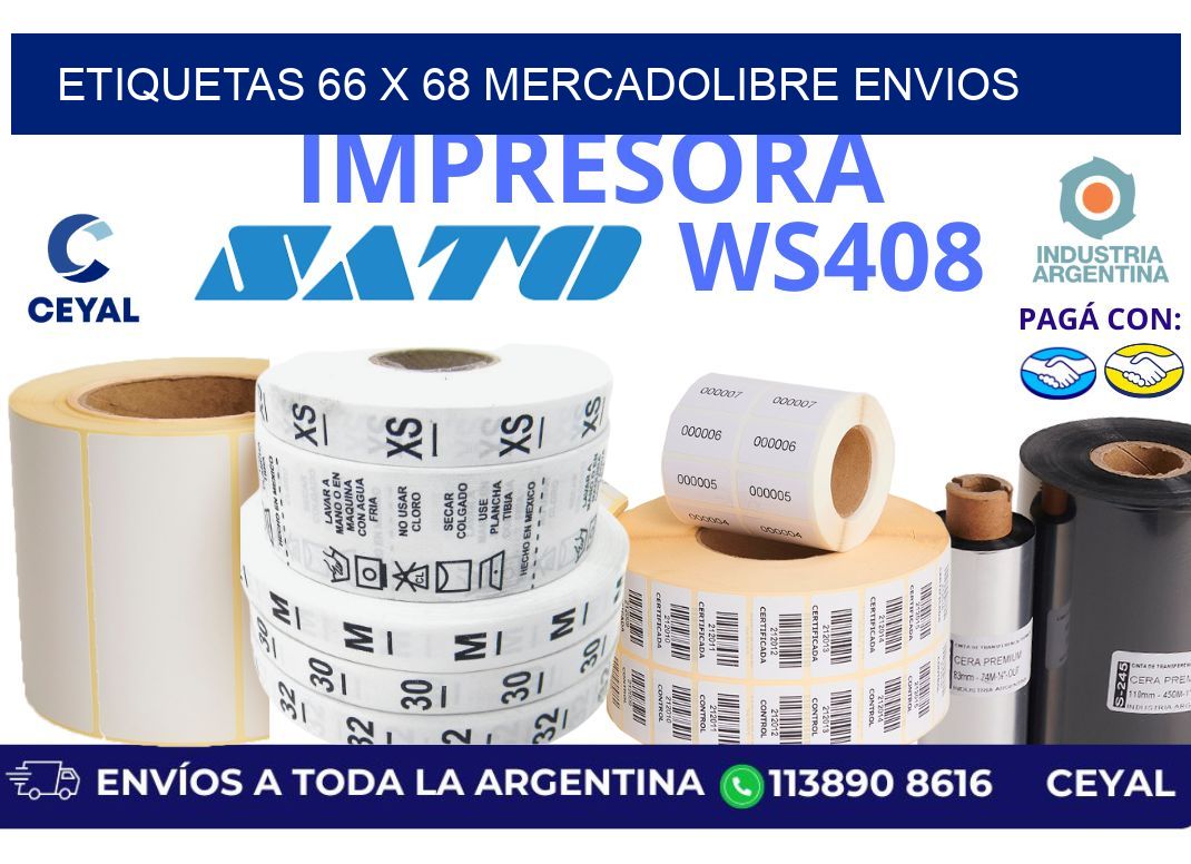 etiquetas 66 x 68 mercadolibre envios