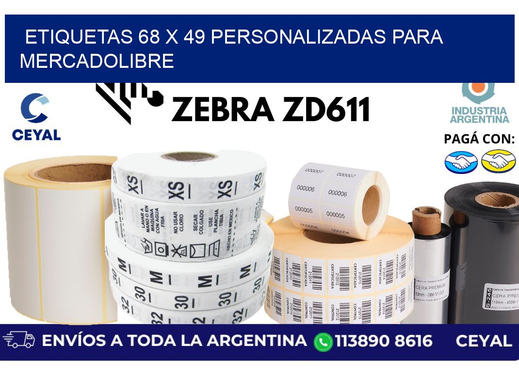 etiquetas 68 x 49 personalizadas para mercadolibre
