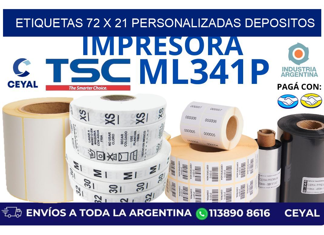 etiquetas 72 x 21 personalizadas depositos