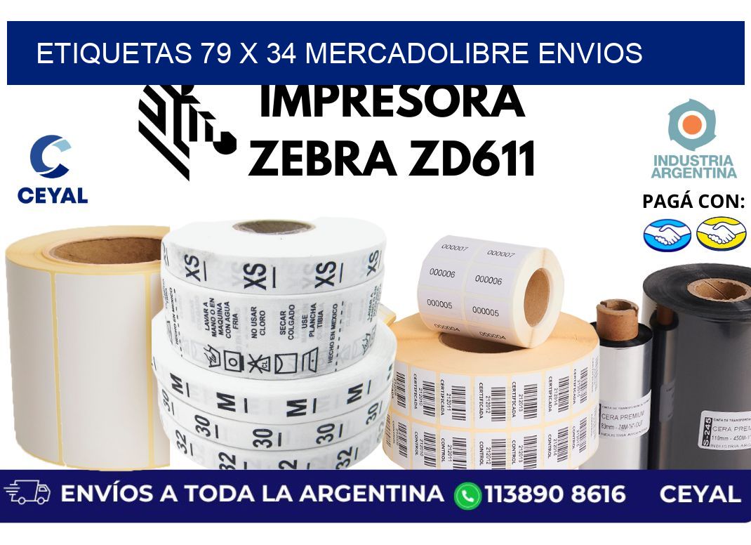 etiquetas 79 x 34 mercadolibre envios