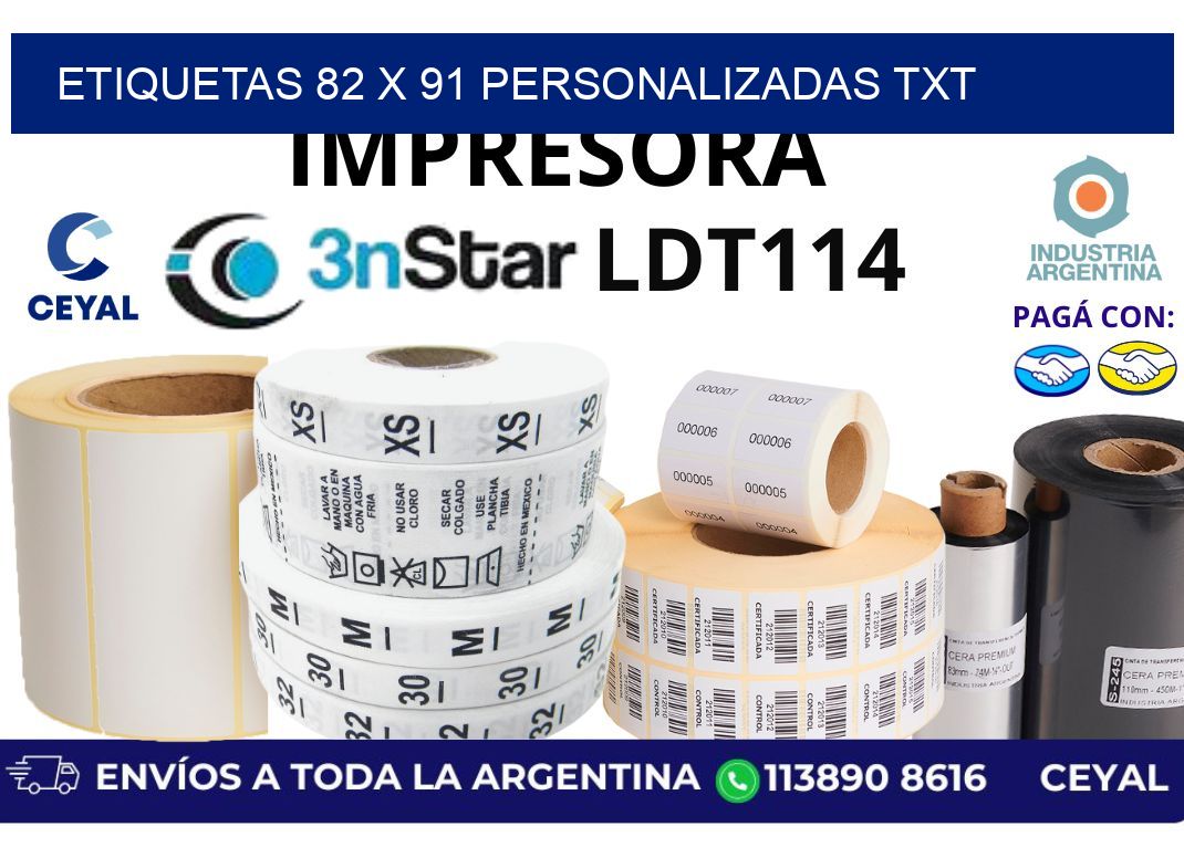 etiquetas 82 x 91 personalizadas txt