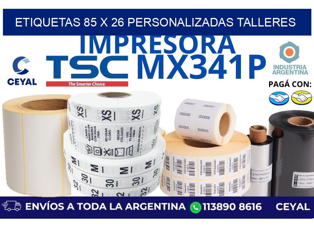 etiquetas 85 x 26 personalizadas talleres