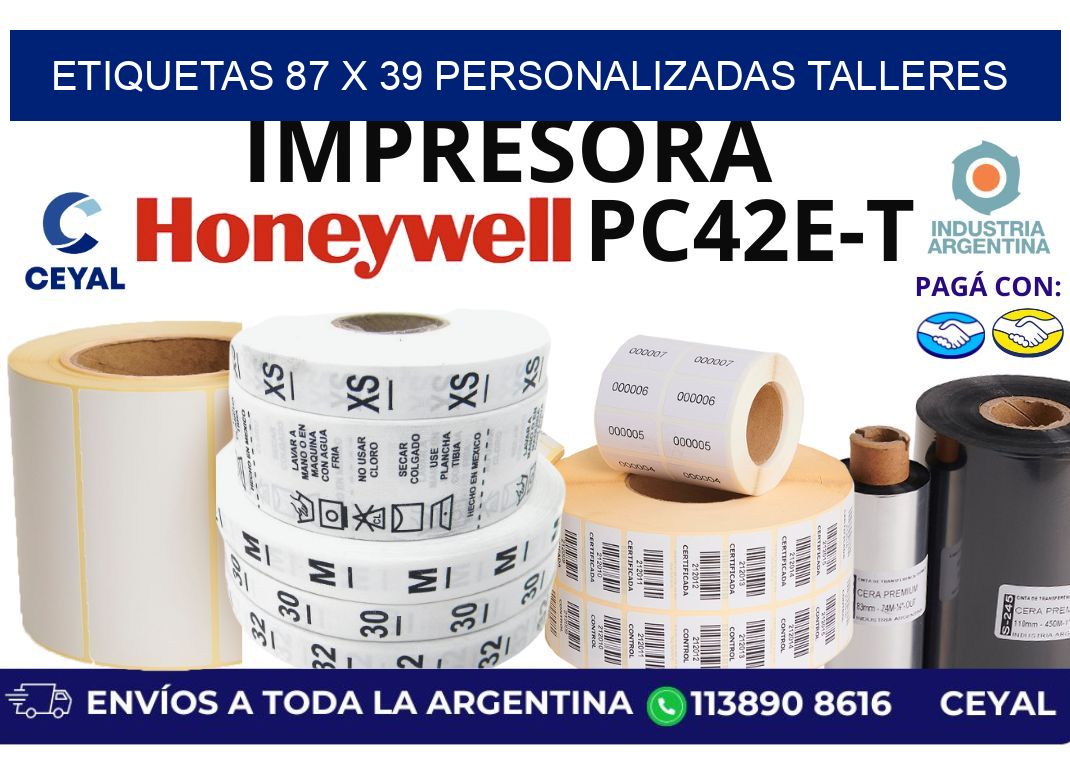 etiquetas 87 x 39 personalizadas talleres
