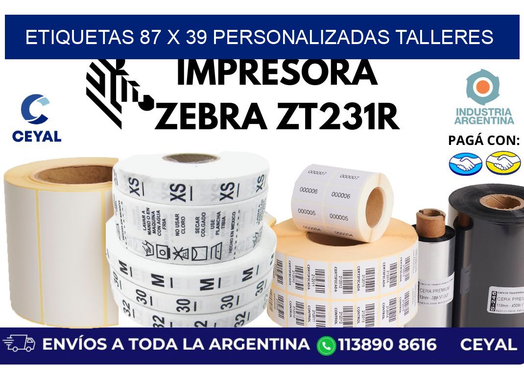 etiquetas 87 x 39 personalizadas talleres