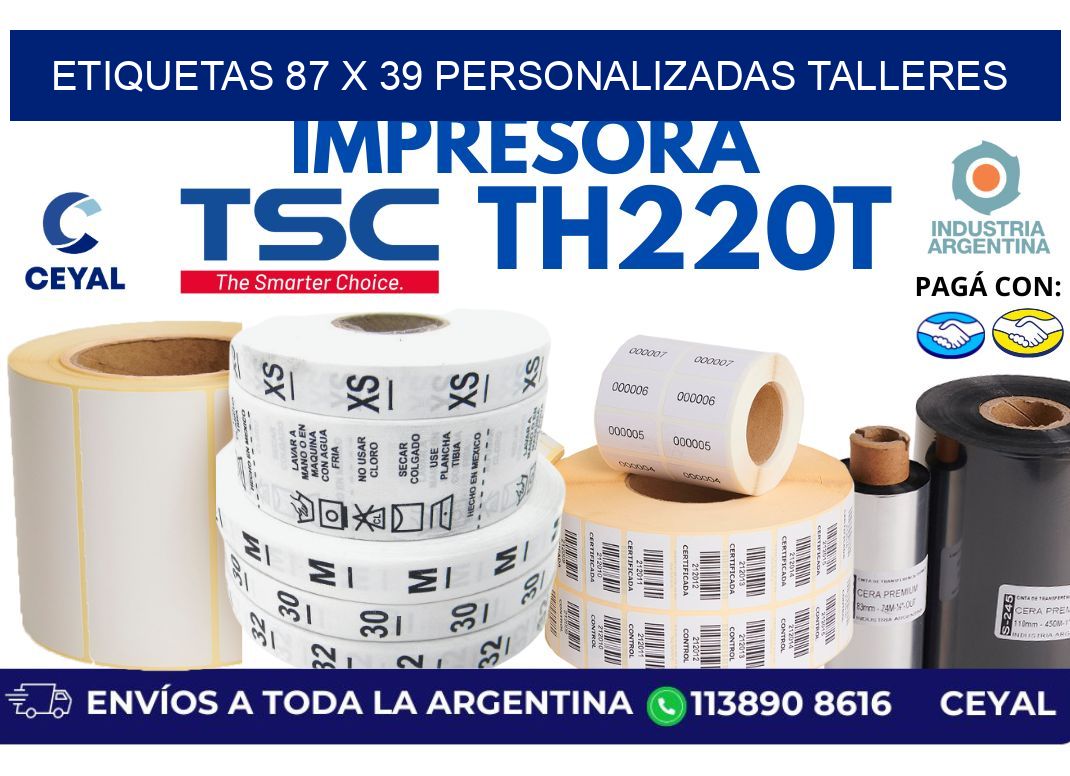 etiquetas 87 x 39 personalizadas talleres