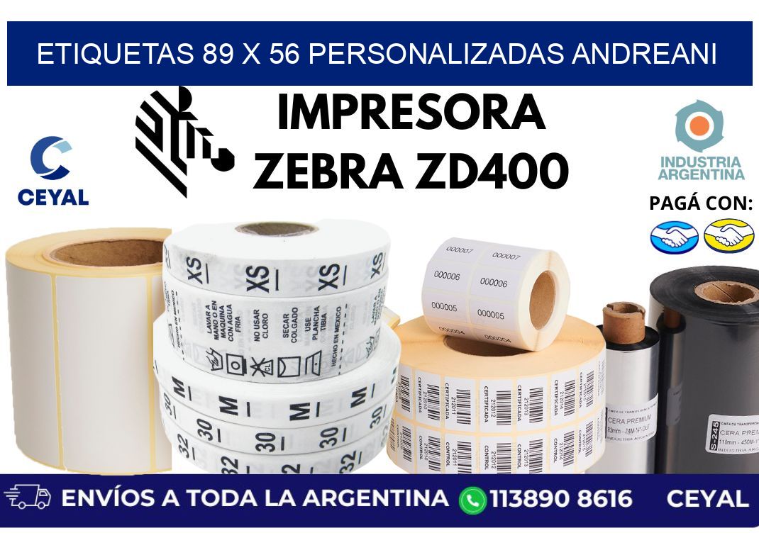 etiquetas 89 x 56 personalizadas andreani