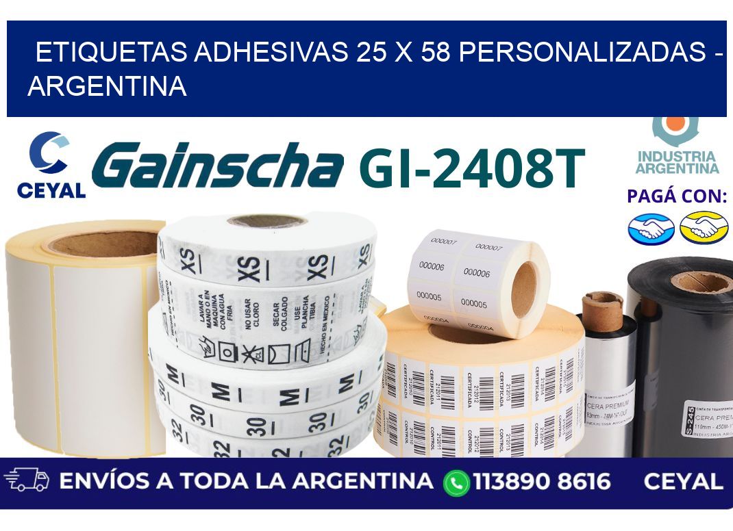 etiquetas adhesivas 25 x 58 personalizadas - Argentina