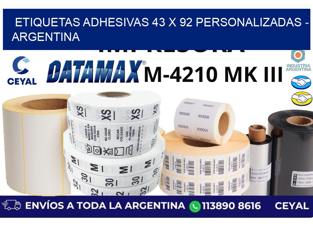 etiquetas adhesivas 43 x 92 personalizadas - Argentina