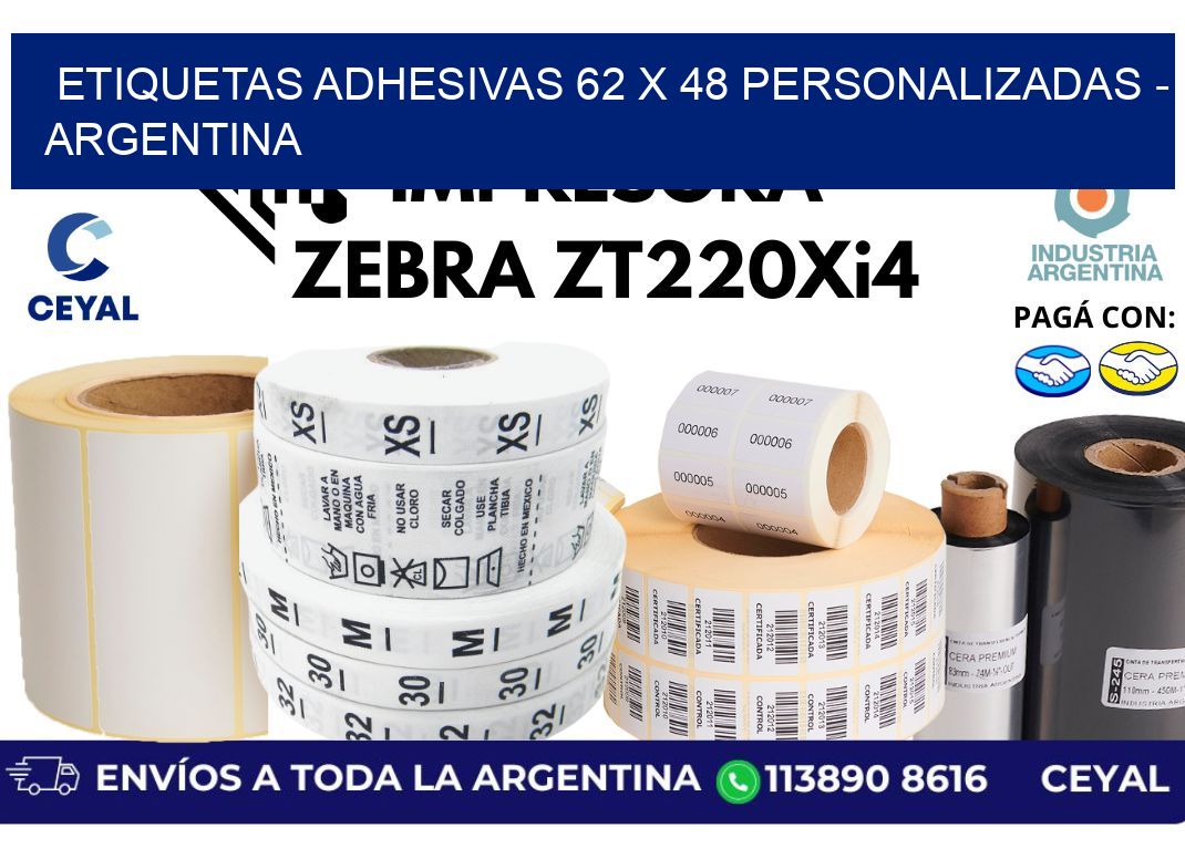 etiquetas adhesivas 62 x 48 personalizadas - Argentina