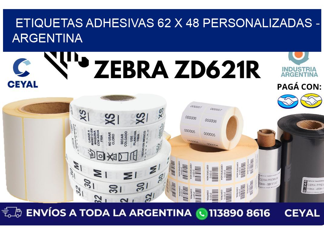 etiquetas adhesivas 62 x 48 personalizadas - Argentina