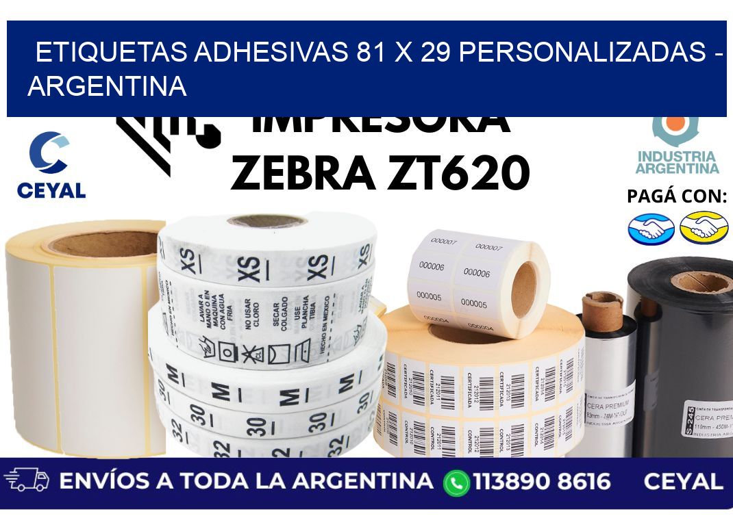 etiquetas adhesivas 81 x 29 personalizadas - Argentina