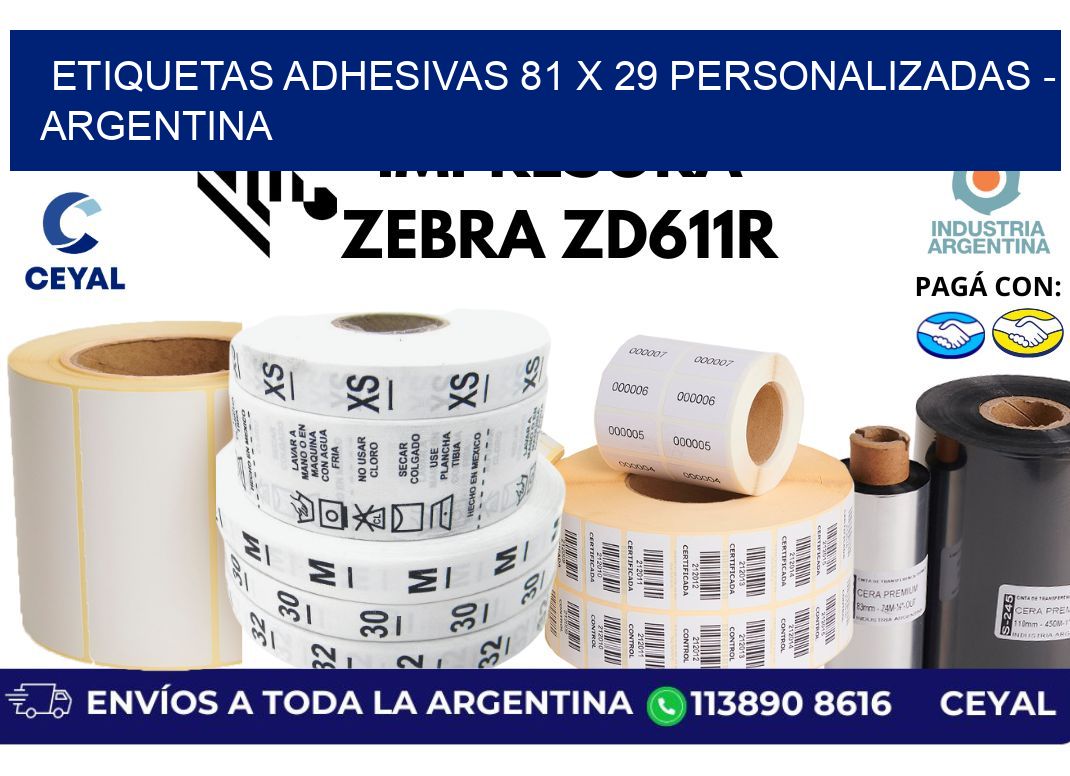 etiquetas adhesivas 81 x 29 personalizadas – Argentina