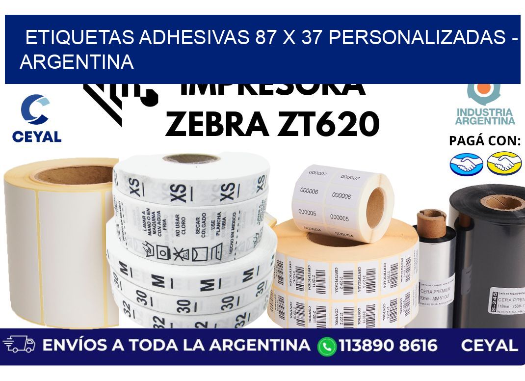etiquetas adhesivas 87 x 37 personalizadas - Argentina