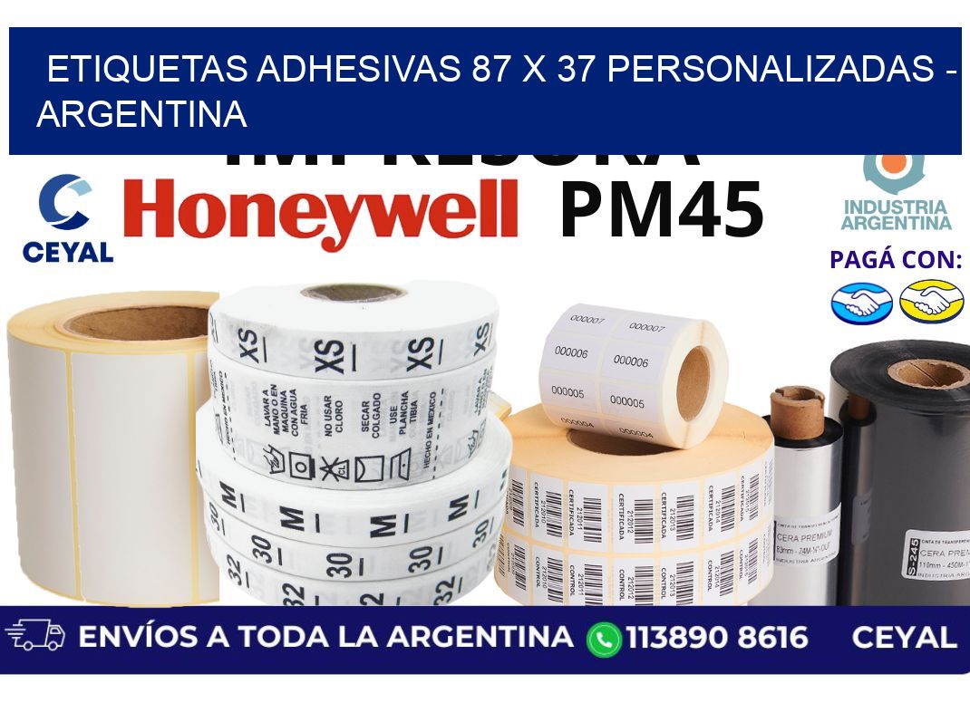 etiquetas adhesivas 87 x 37 personalizadas - Argentina