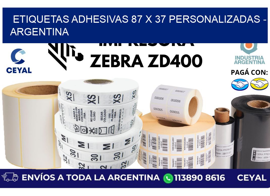 etiquetas adhesivas 87 x 37 personalizadas – Argentina