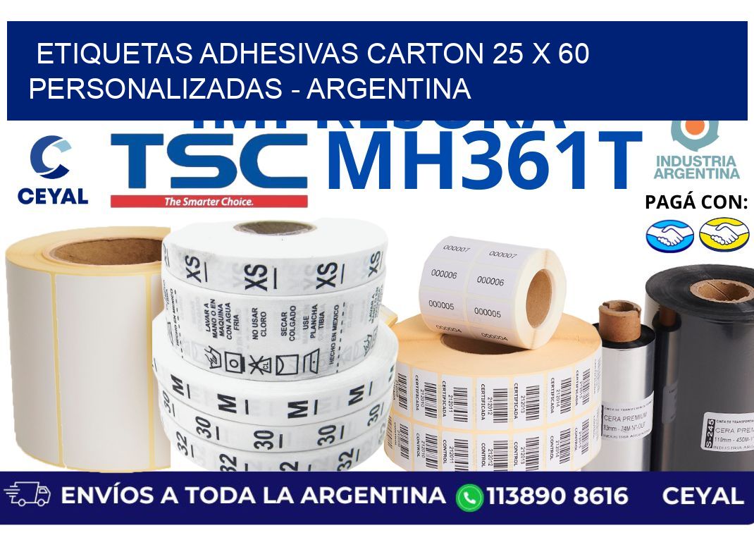 etiquetas adhesivas carton 25 x 60 personalizadas - Argentina