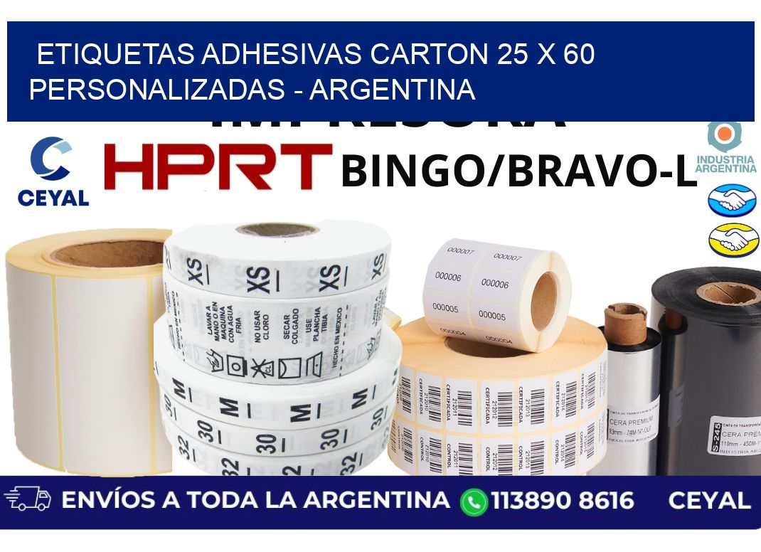 etiquetas adhesivas carton 25 x 60 personalizadas - Argentina