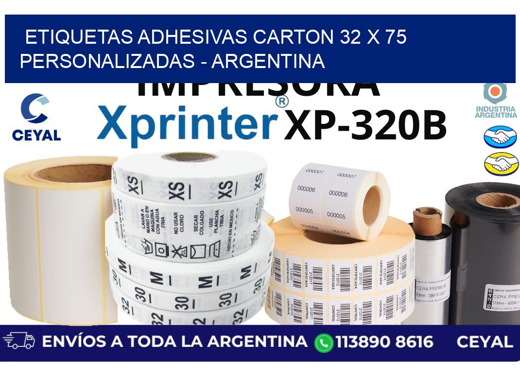 etiquetas adhesivas carton 32 x 75 personalizadas - Argentina